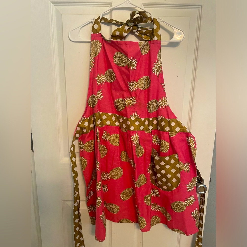 Pineapple Print Apron - Pink and Brown